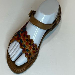 Multicolored Woven Leather Sandals Made In Mexico women size 5.5